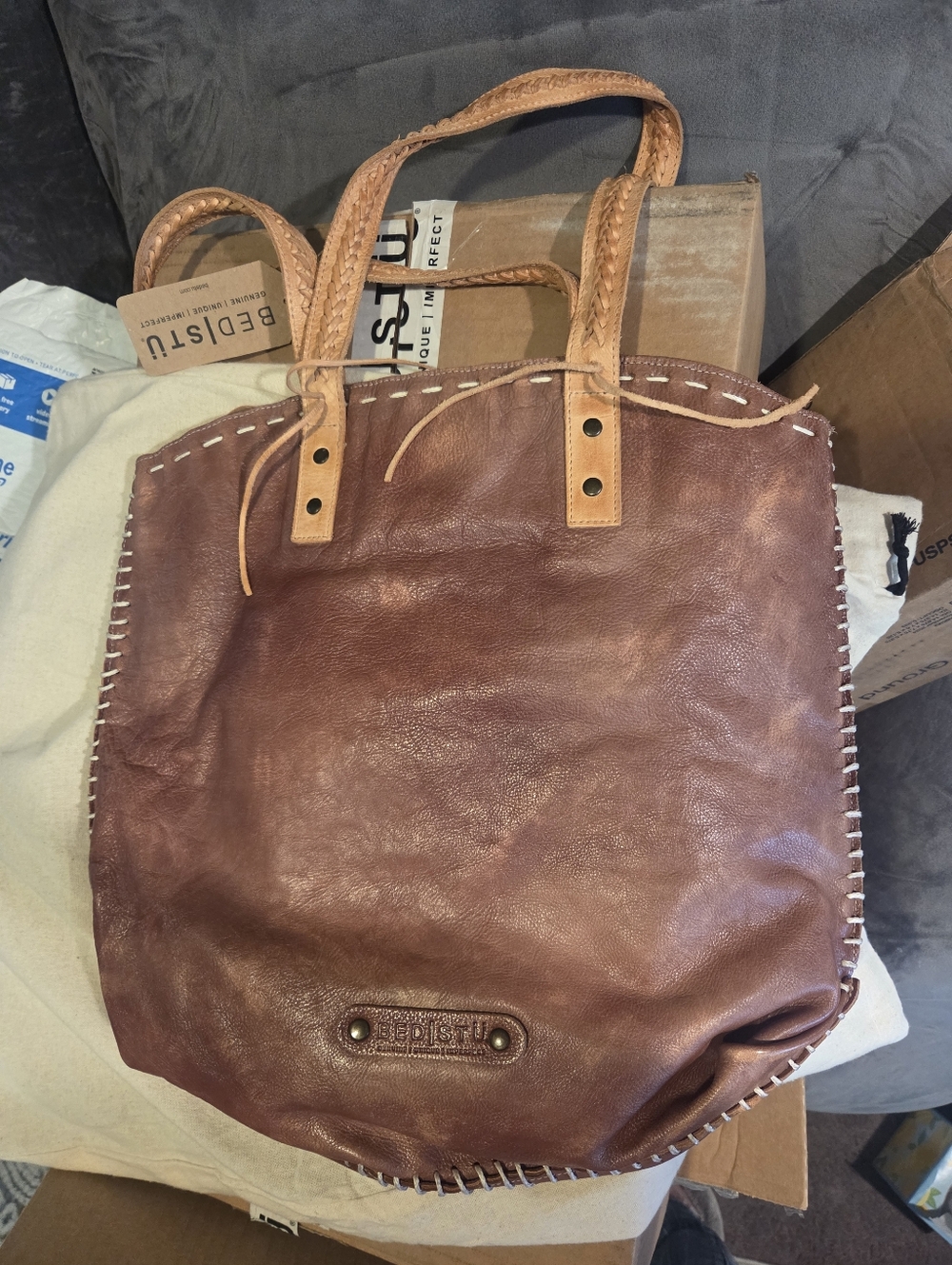 Bed Stu Barra Tote Teak Driftwood NWT - Picture 5 of 8